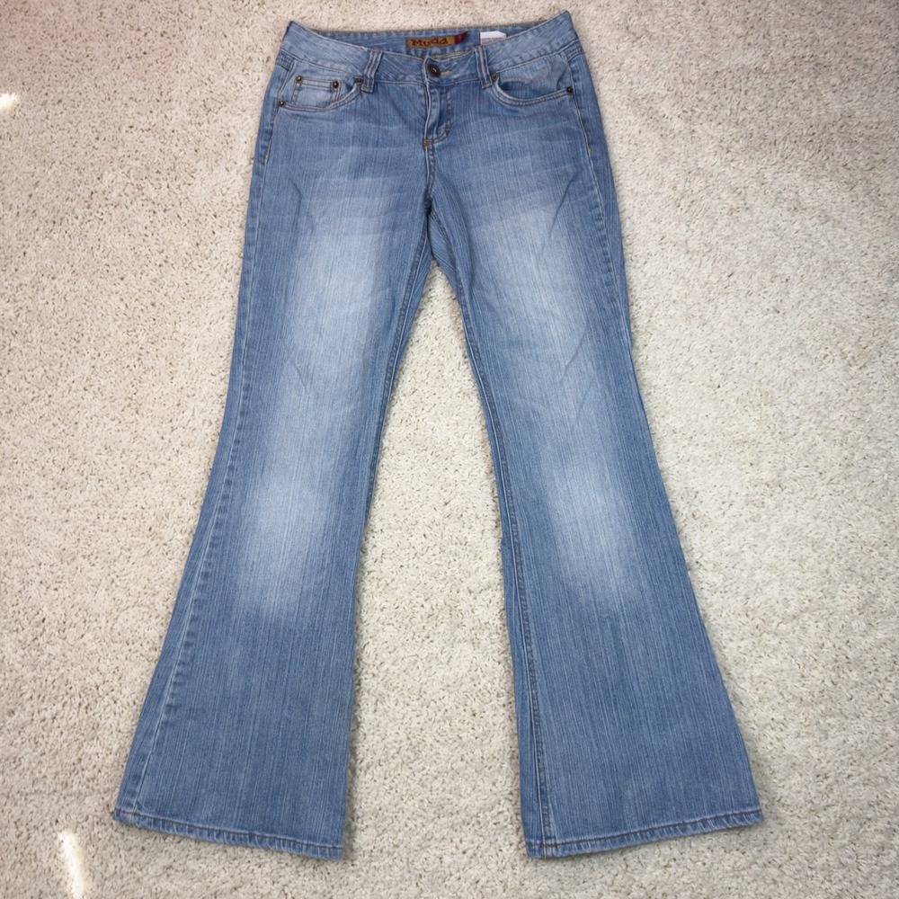 Mudd Flare Jeans Womens 9 Blue Light Wash Low Rise Y2K 2000s Retro Stretch Denim